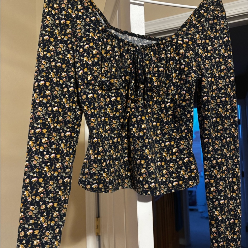 SHEIN Black and Yellow Floral Blouse